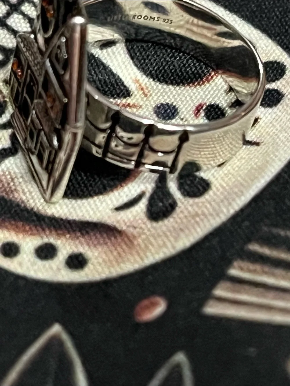 Silver Haunted House Ring with Orange Accents - Home Holiday